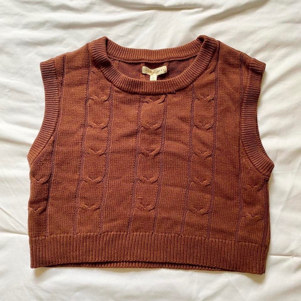 PacSun LA Hearts Brown Cropped Sweatervest
